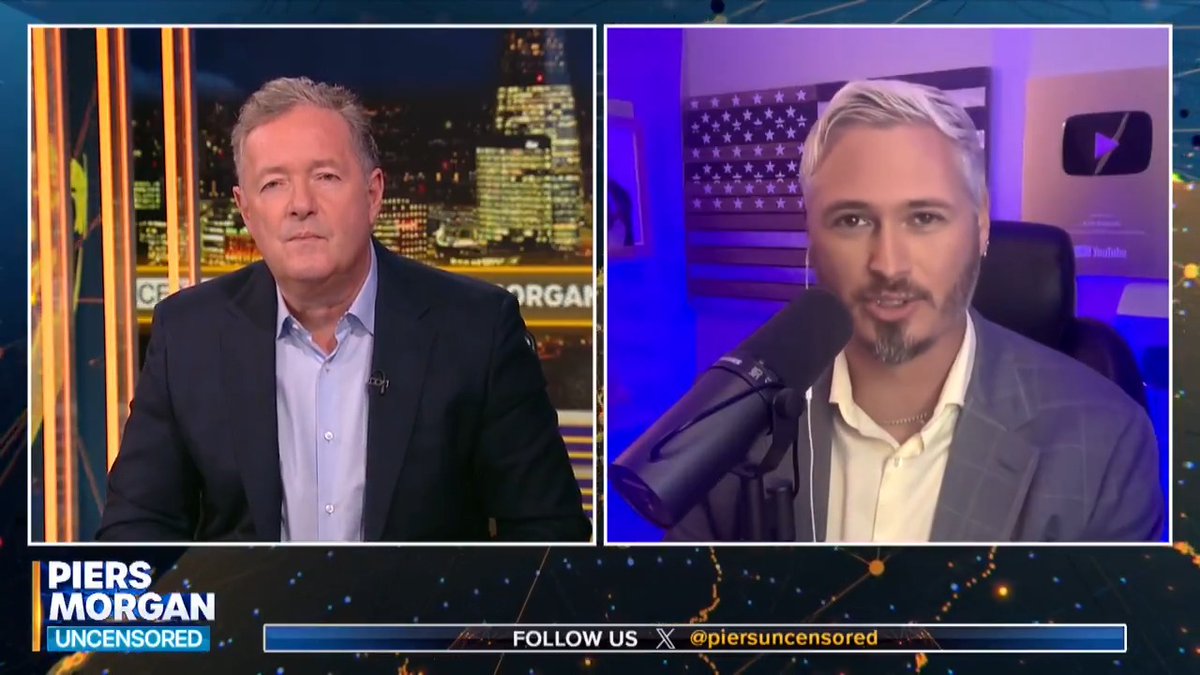 "You can't stop watching Trump... we need to mirror that on the left, and I think the way of doing that is Jon Stewart." Kyle Kulinski tells Piers Morgan why the Democrats need someone with more character in charge. 📺 Piers Morgan | Secular Talk (KyleKulinskiShow@bsky.social)