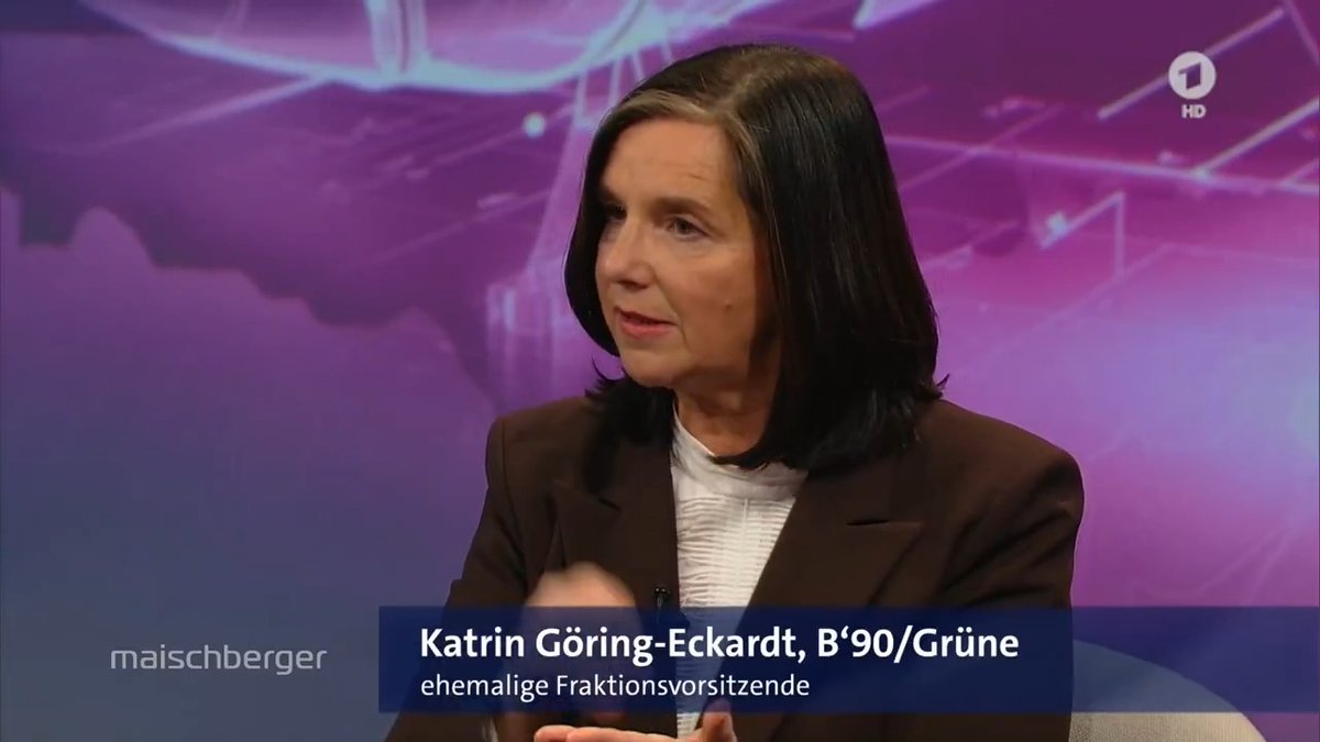 „Wer glaubt, dass #Putin anfängt, #Atomschläge zu machen, versteht nicht, dass das für Putin selber das Allergefährlichste wäre“, sagt Bundestagsvizepräsidentin Katrin Katrin Göring-Eckardt (BÜNDNIS 90/DIE GRÜNEN). Mit dieser Drohung werde „an die Urangst appelliert“. #maischberger Das Erste