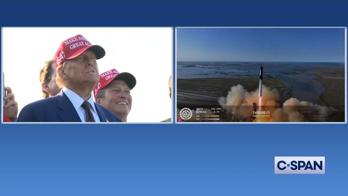President-elect Trump watches SpaceX Starship launch from Starbase in Texas.