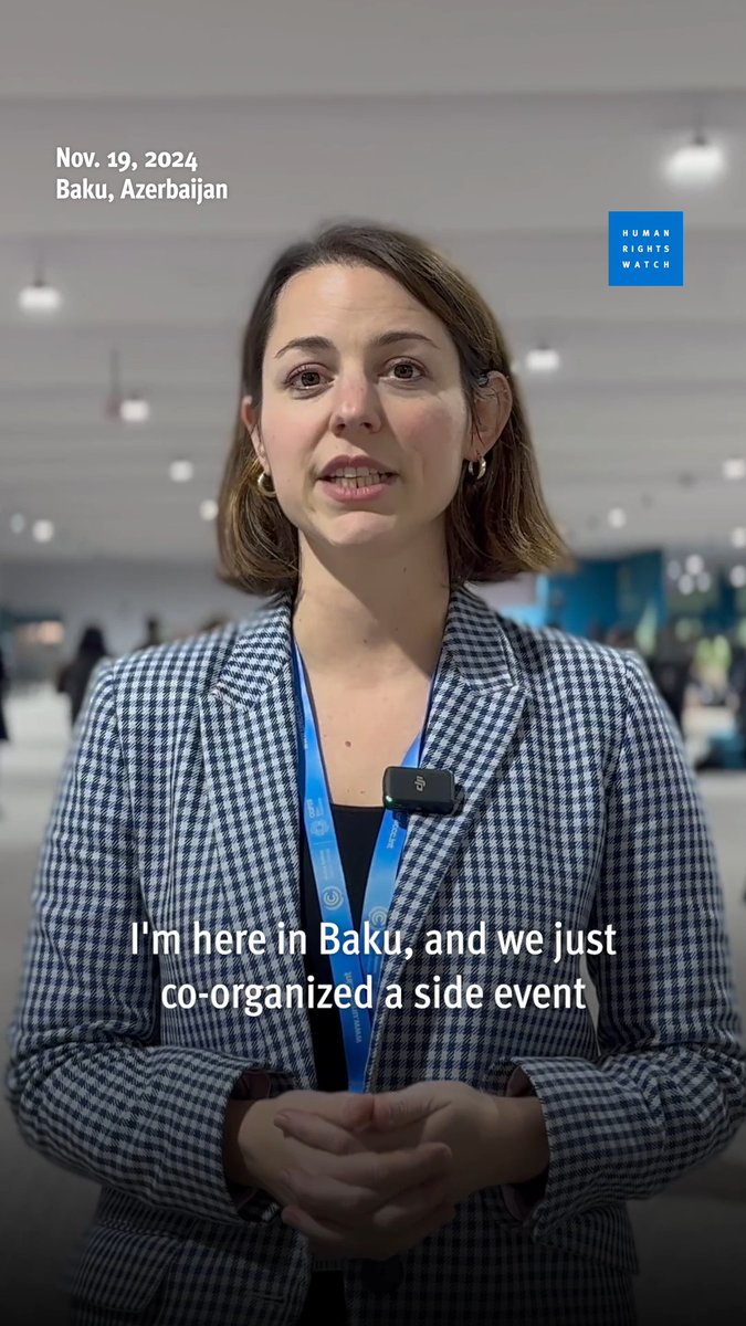Meaningful civil society participation is essential for just and ambitious climate action. But #COP29 host country Azerbaijan is setting a poor example of fostering independent voices in climate negotiations. HRW's Myrto Tilianaki is at #COP29: