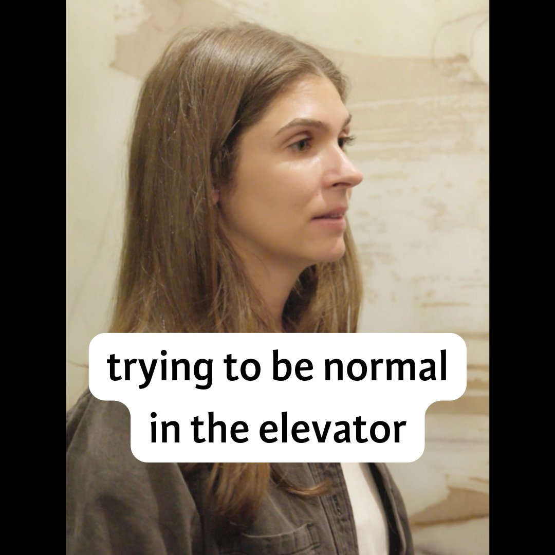 trying to be normal in the elevator