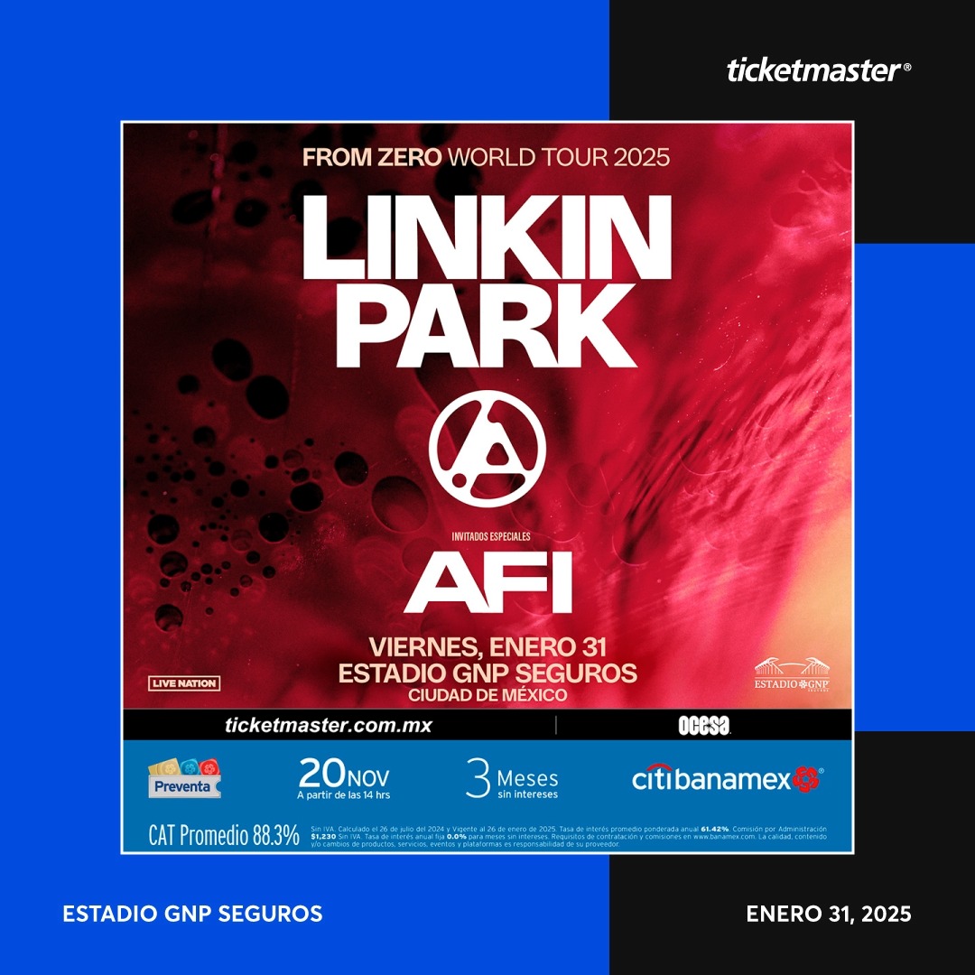 ¡Rockers es aquí y ahora! ❤️🔥 Ya comenzó la #PreventaCitibanamex para disfrutar del #FromZeroWolrdTour de LINKIN PARK en la CDMX, GDL y Monterrey 🎸 No te pierdas de estos grandes conciertos y compra tus 🎟️🎟️ con nuestro mapa interactivo aquí 👇