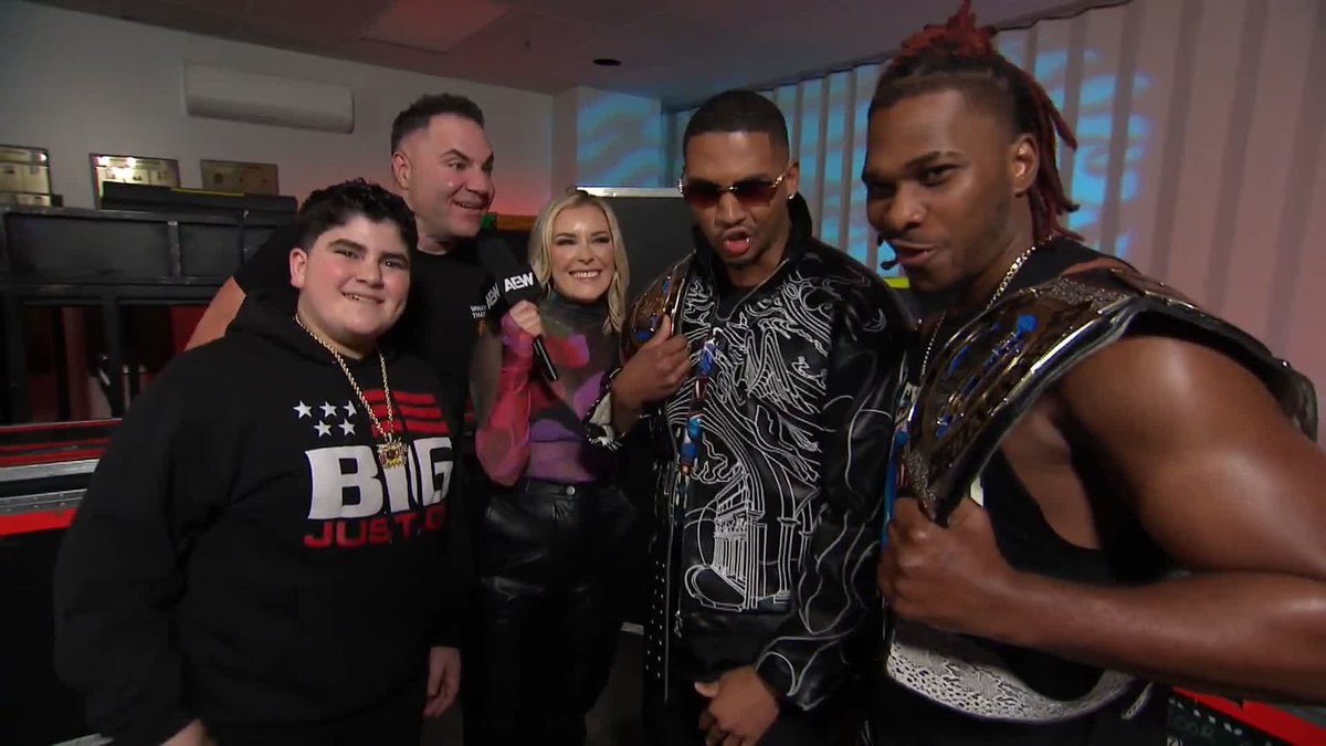 With their HUGE 4-way title match this Saturday at #AEWFullGear. The #AEW World Tag Team Champions Private Party speak on their upcoming defense. Watch #AEWDynamite LIVE on TBS! Private Party | Private Party | A.J. & Big Justice | #BigJustice