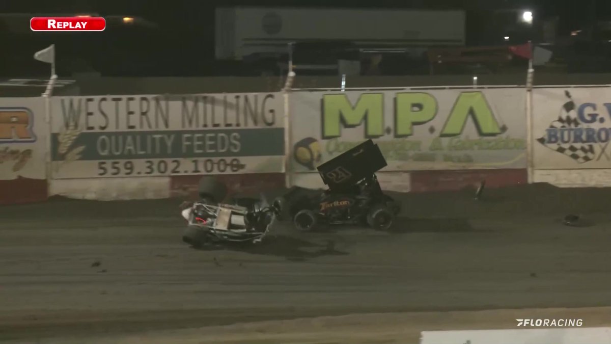 💥 Seth Standley walks away from a massive crash after contact with leader Carson Macedo at Tulare Thunderbowl Raceway