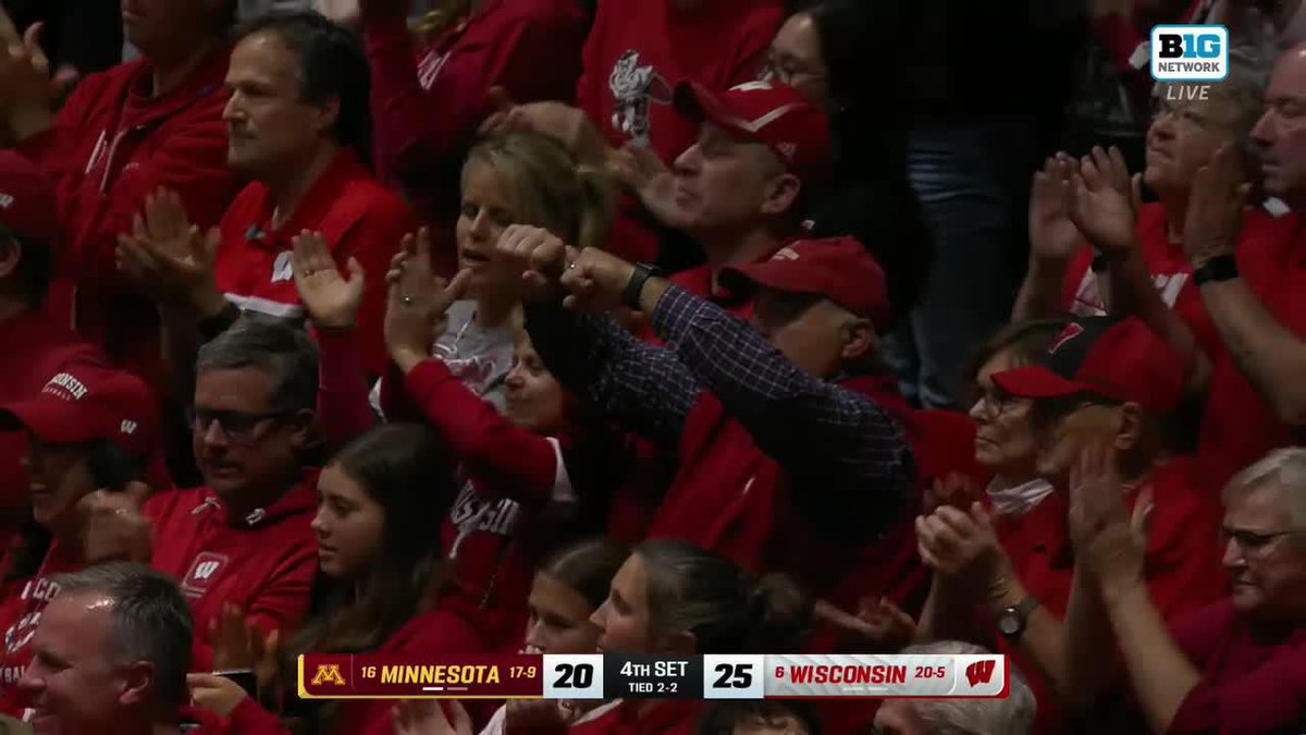 No. 9 Wisconsin Volleyball forces a set five against No. 16 Minnesota 😤 #B1GVolleyball on Big Ten Network 📺