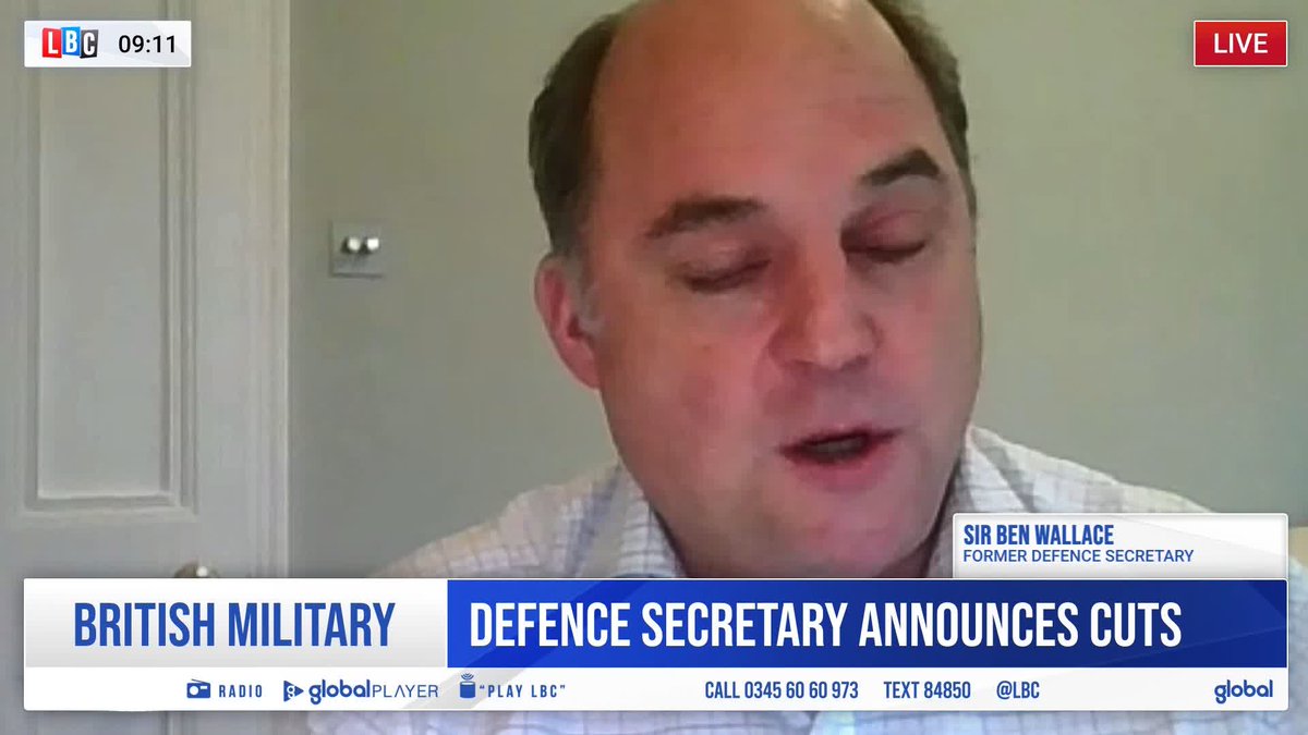 'When it suited Labour, they splashed £22bn on the NHS, pay rises for train drivers and doctors, without waiting for a review...' Rt. Hon Ben Wallace tells Nick Ferrari 'the most pressing thing to our security - defence - is being hidden behind a review', as cuts are announced.