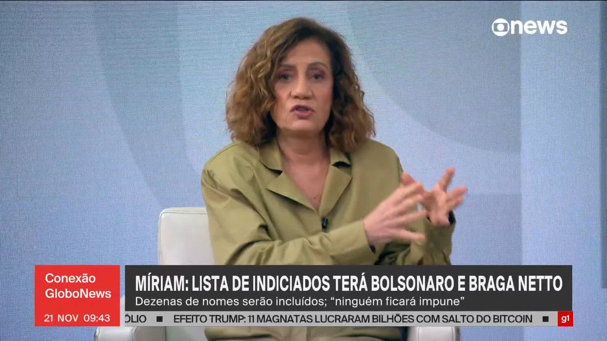 Miriam Leitão: lista de indiciados da PF terá Bolsonaro e Braga Netto, além do general Heleno, de Alexandre Ramagem e do presidente do PL. "ninguém ficará impune". A Globo vai madar prender o Exército todo?? Eles Não cansam de passar vergonha!!