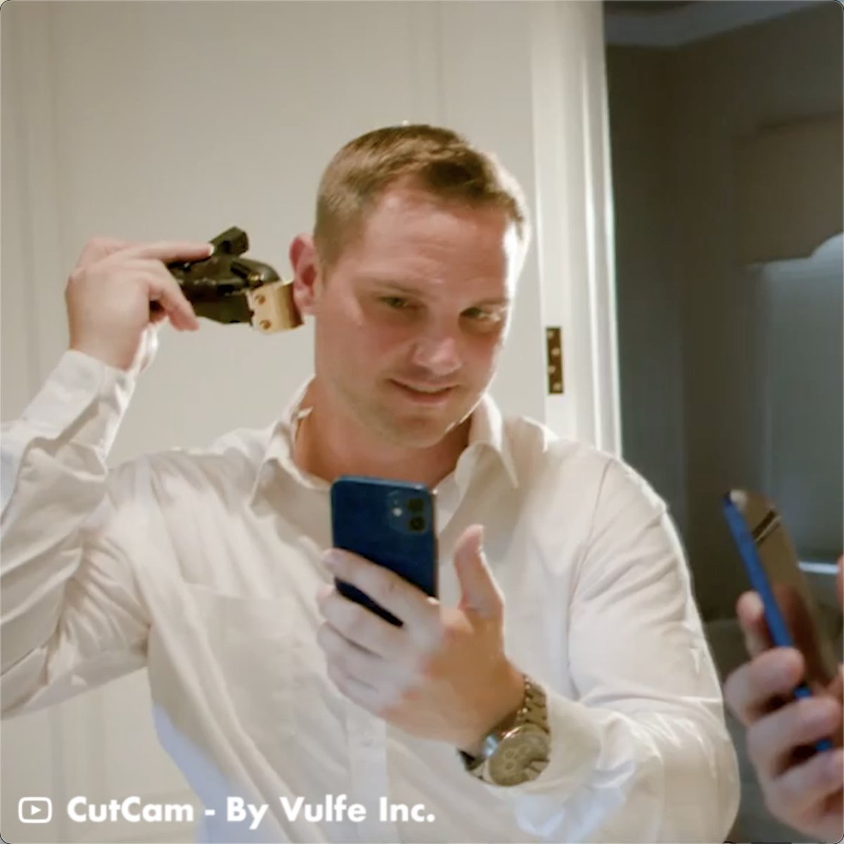 This hair clipper has a real-time camera to let you cut your own hair without help. CutCam is a smart hair clipper with a real-time rear camera that gives you a clear view of what you are doing via Wi-Fi on your smart devices. #gigadgets #barbertools #barberclips #cuthair