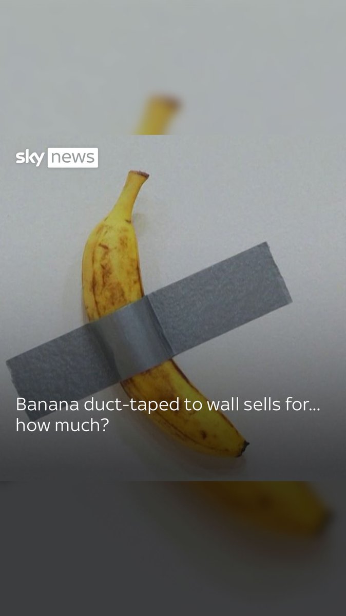 A banana duct-taped to a wall, a conceptual piece of art titled 'Comedian' by Maurizio Cattelan, sold for 6.2 million dollars at auction at Sotheby's 🖼️🍌 Read more here: