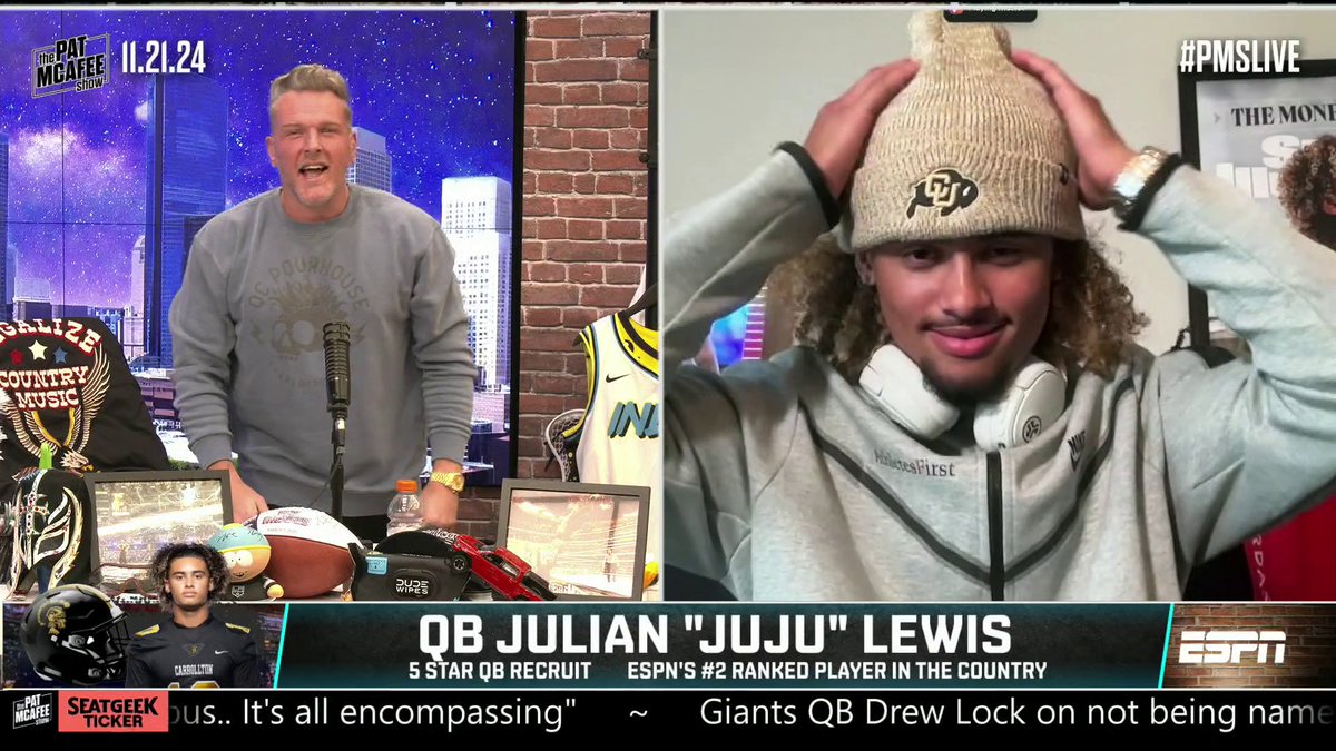 Five-star QB and the No. 2 recruit in the 2025 ESPN 300, Julian Lewis, committed to Colorado on Pat McAfee‼️