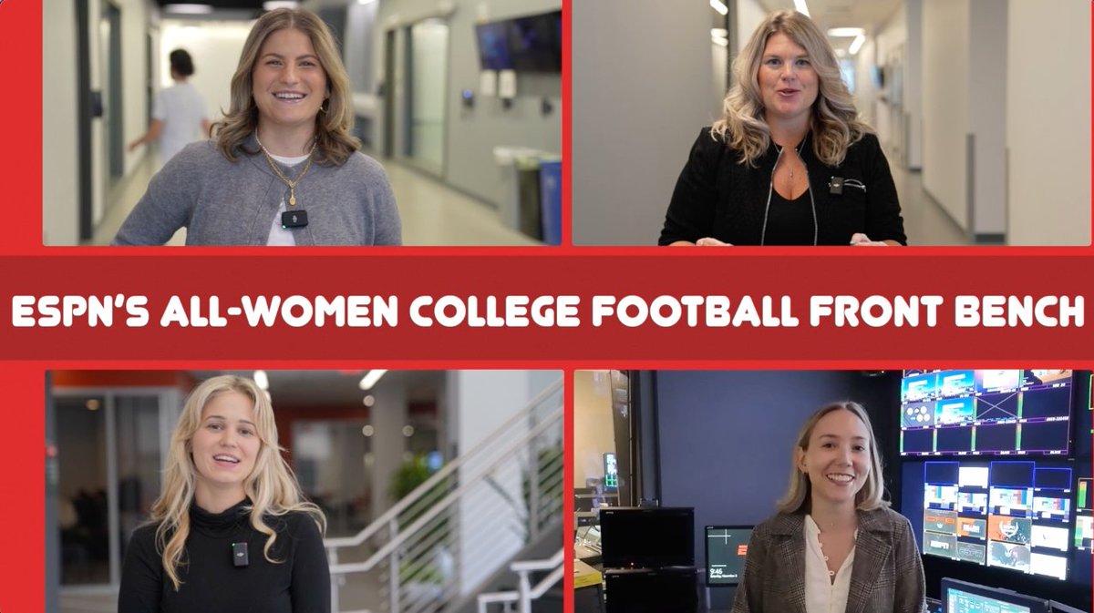 For the first time at ESPN, a full ESPN College Football production 'front bench' is occupied by women 👏 Meet Kaitlin Urka, ashley, Camila A. Cayere Díaz & Lily Garner - the quartet making history & paving the way for the next generation of women in sports Read: