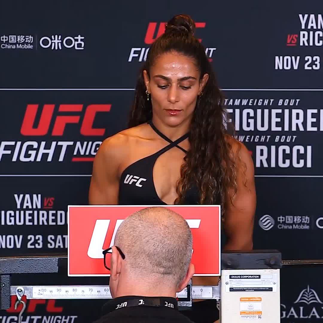 Looking to climb the strawweight ranks with a victory 🦈 Tabatha “BABY SHARK” Ricci 🦈 weighs in at 115.5 pounds! #UFCMacau [ Live SATURDAY on ESPN+ | 6amET/3amPT ]