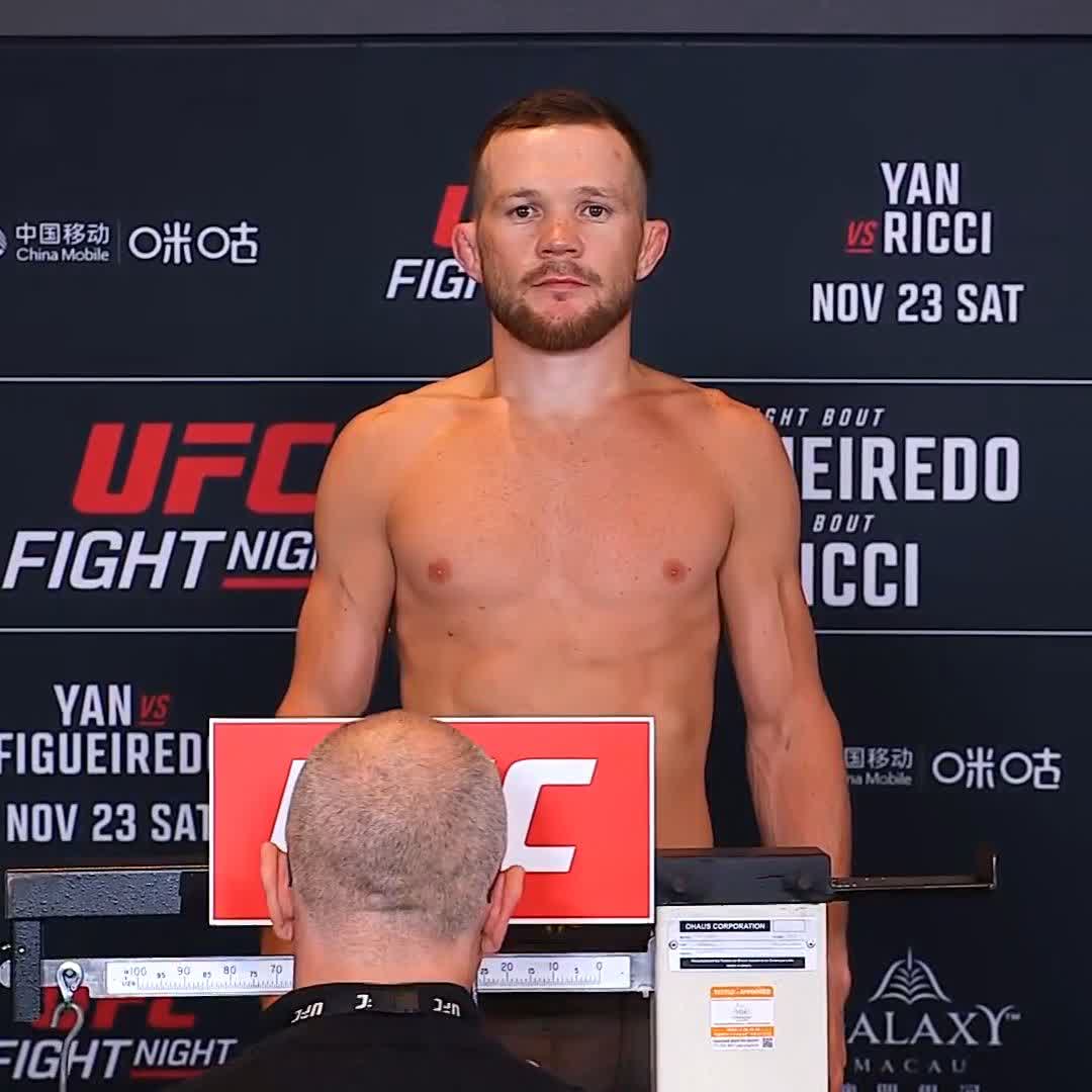 Heading full steam into Saturday night 😮‍💨 Petr “No Mercy” Yan comes in at 135.5 pounds for #UFCMacau [ Live SATURDAY on ESPN+ | 6amET/3amPT ]