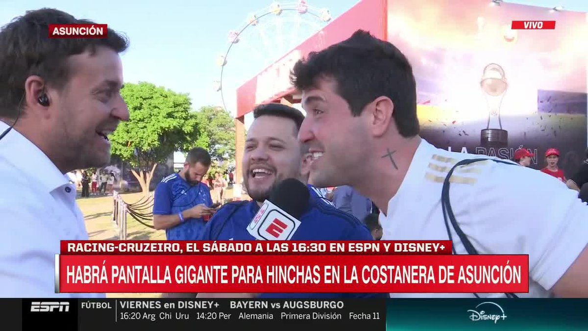 Dois torcedores brasileiros, do Cruzeiro, dando entrevista para ESPN Argentina. "Viemos para copar. Quem és Racing?" 📽️: SportsCenter