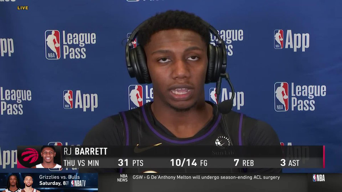 "I'm loving every second of it" Hometown Toronto Raptors hero RJ Barrett talks with the GameTime crew about what it means to play for Toronto 🙌