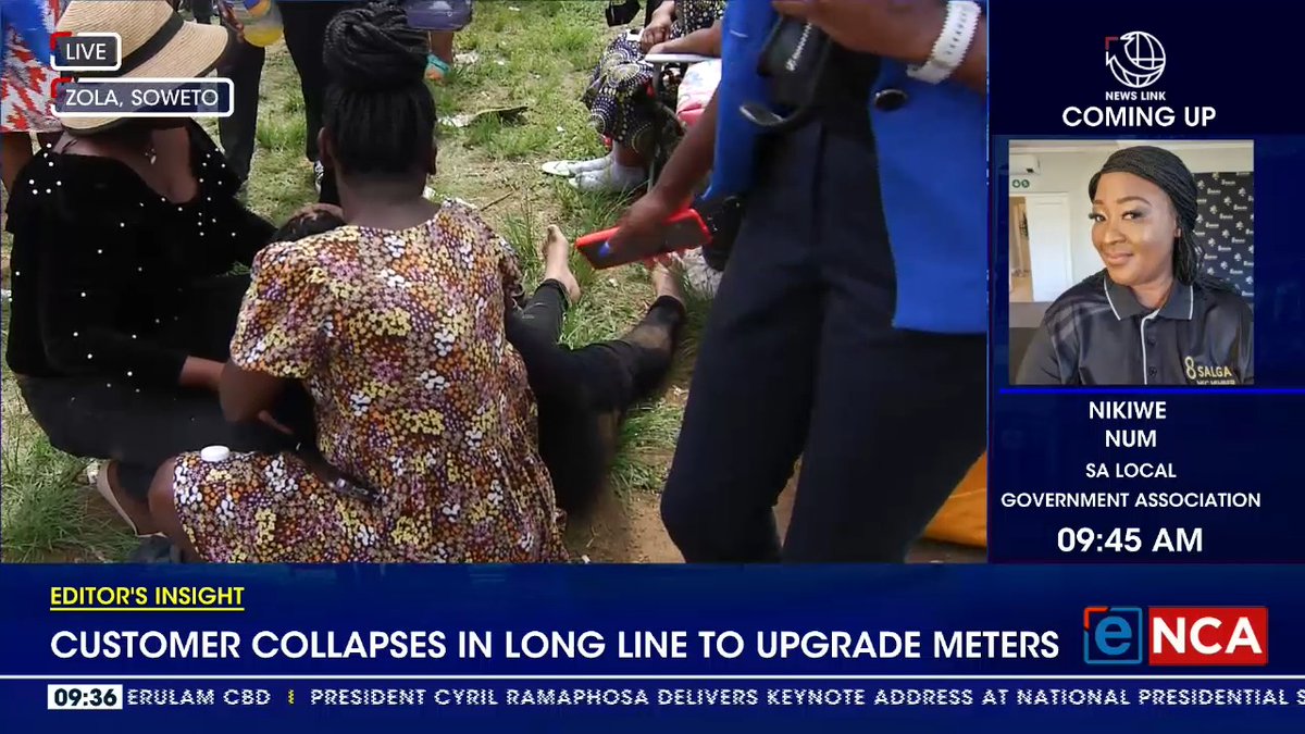 Customer collapses in long line to upgrade meters in Zola, Soweto. The clock is ticking for prepaid Eskom customers to upgrade their electricity meters. The utility is warning it will not be extending its Sunday deadline. Almost 2 million customers are yet to upgrade, and could face the dark come Monday. #DStv403 #eNCA