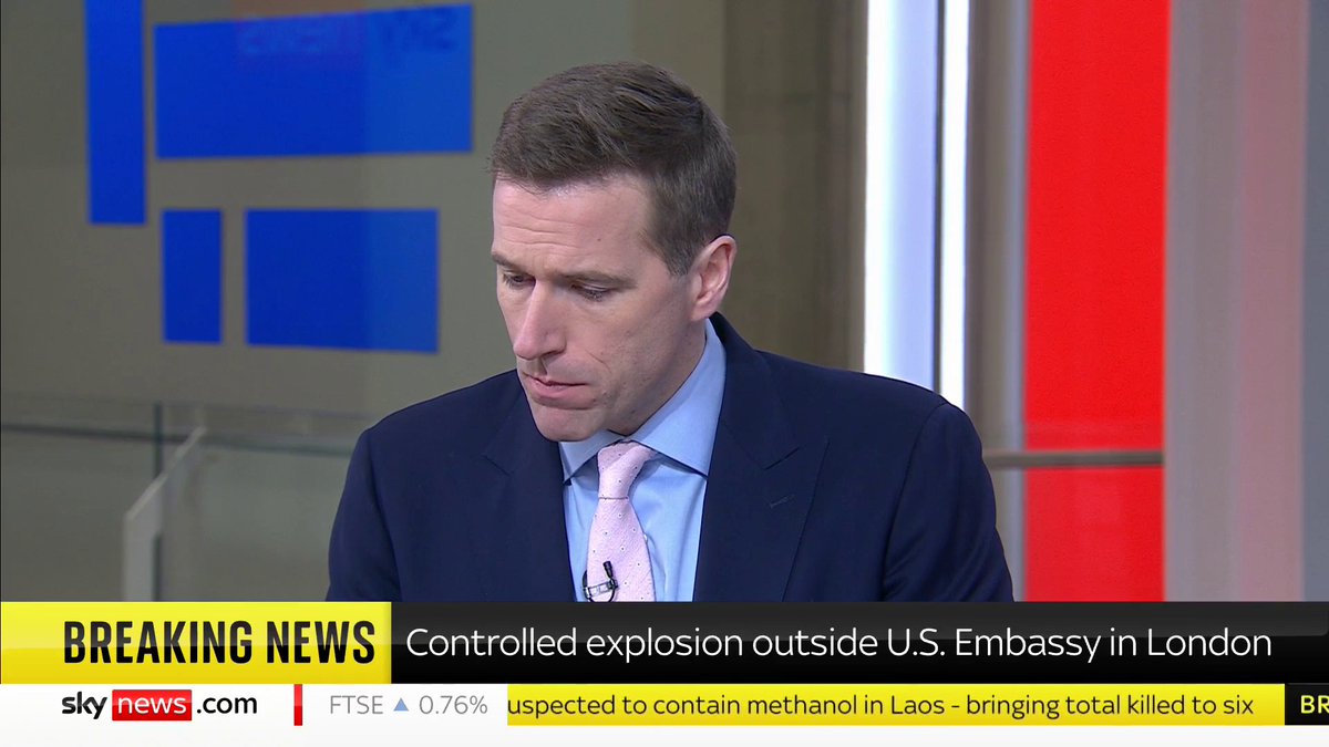 BREAKING: Police officers carried out a controlled explosion outside the US embassy in London after a suspicious package was discovered. 📺 Sky 501, Virgin 602, Freeview 233 and YouTube