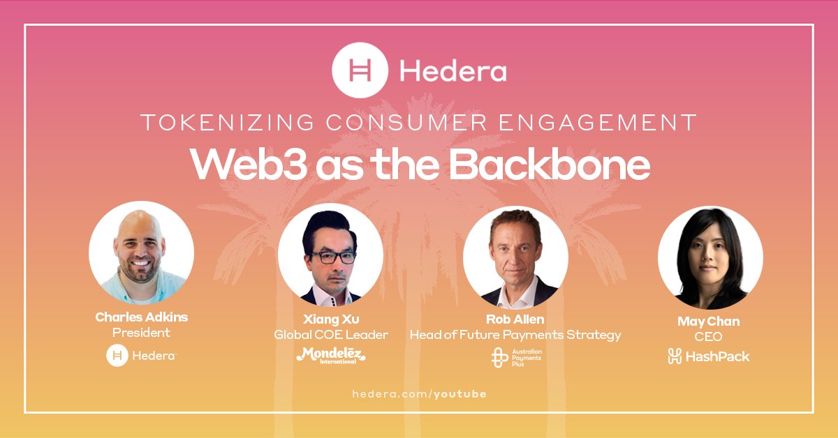 #Hedera Forum Miami 🌴 | #Tokenization is revolutionizing consumer engagement by creating new revenue models and breaking barriers across industries. Hear from Charles Adkins | Hedera #Hedera, Xiang Xu Mondelēz Intl, May Chan , and Rob Allen.Ħ at Australian Payments Plus 👇