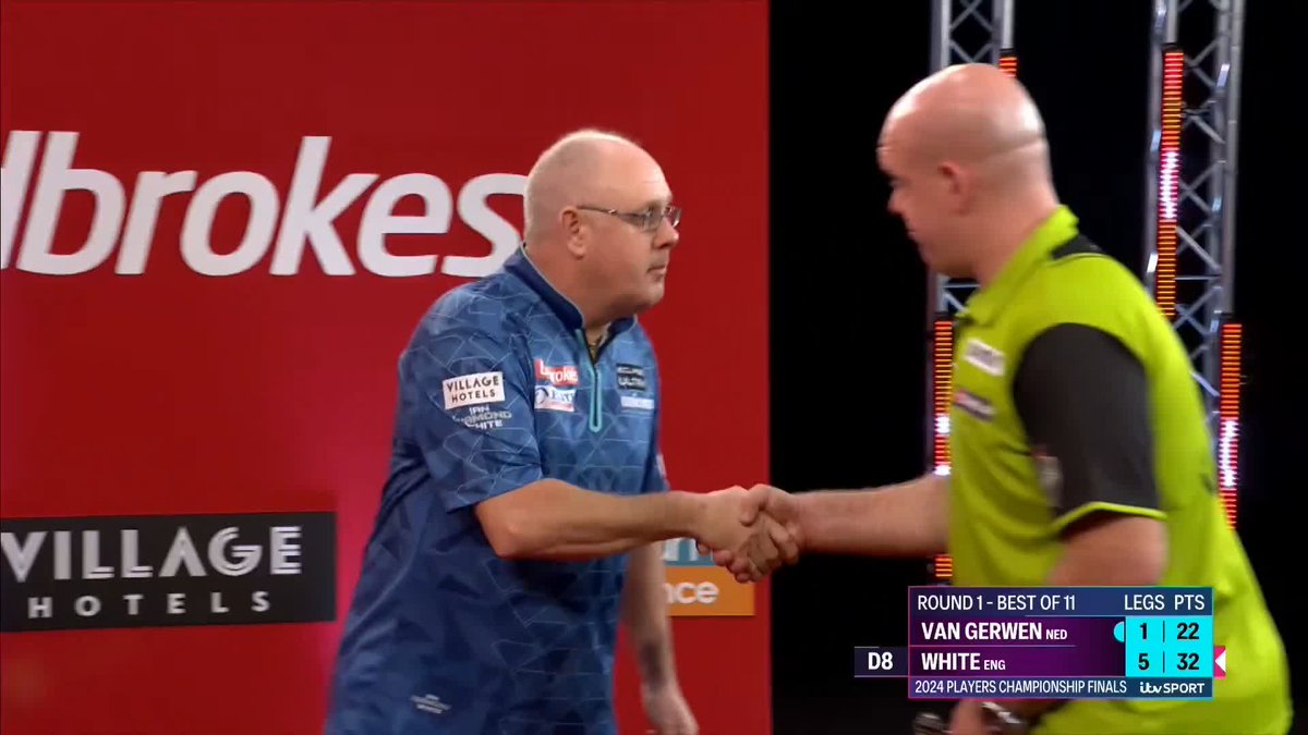 WHITE DISPATCHES MVG! 💎 The upsets keep on coming here in Minehead! Ian White produces a stellar display to stun seven-time champion Michael van Gerwen, averaging over 102 to close out a 6-1 win! 📺 #PCF2024 | R1