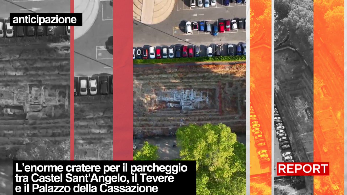 Dove dovrebbe sorgere il parcheggio interrato c'è solo un enorme cratere tra Castel Sant'Angelo, il Tevere e Palazzo della Cassazione. Tutto fermo da luglio 2023, quando la Conferenza dei servizi ha rilevato una serie di criticità non superabili. Domenica dalle 20.30 su #Rai3 👇