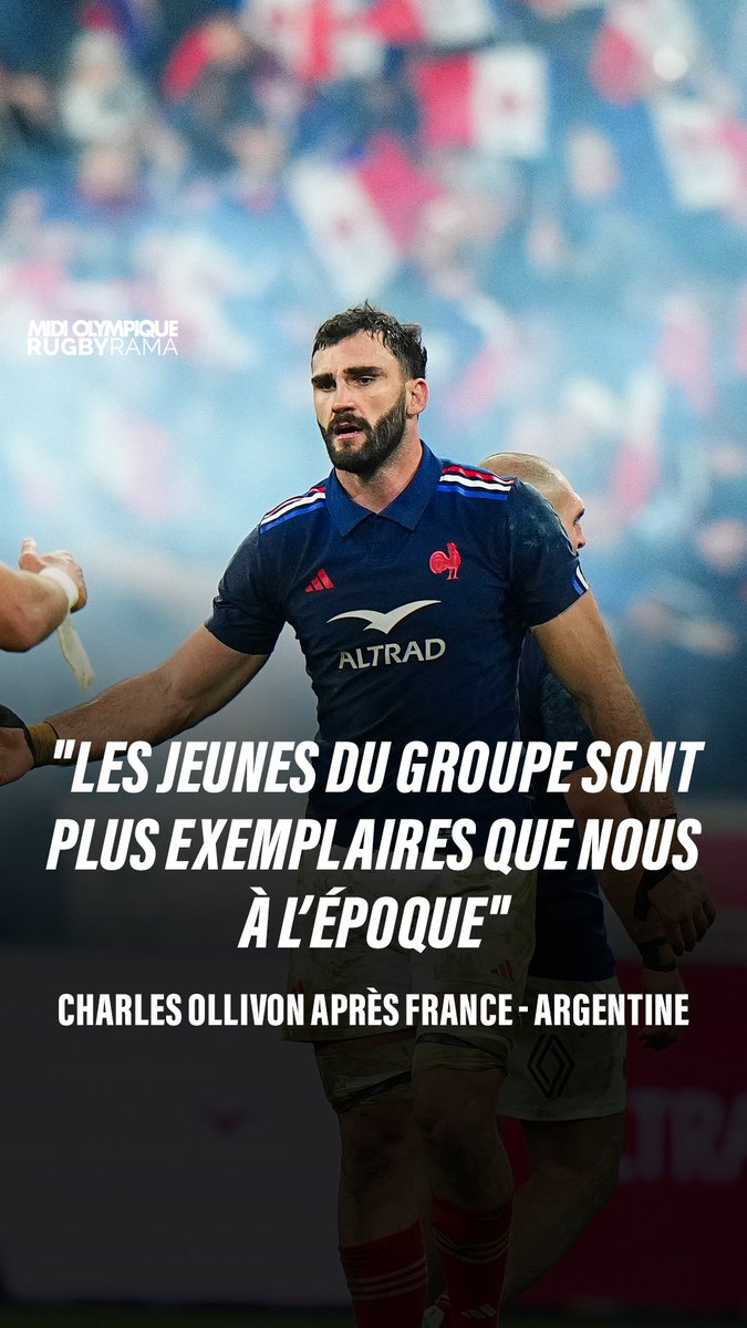 "Les jeunes du groupe sont plus exemplaires que nous à l'époque" Élu homme du match face aux Pumas, Charles Ollivon a souligné l'importance des jeunes joueurs ayant intégré le groupe du XV de France.