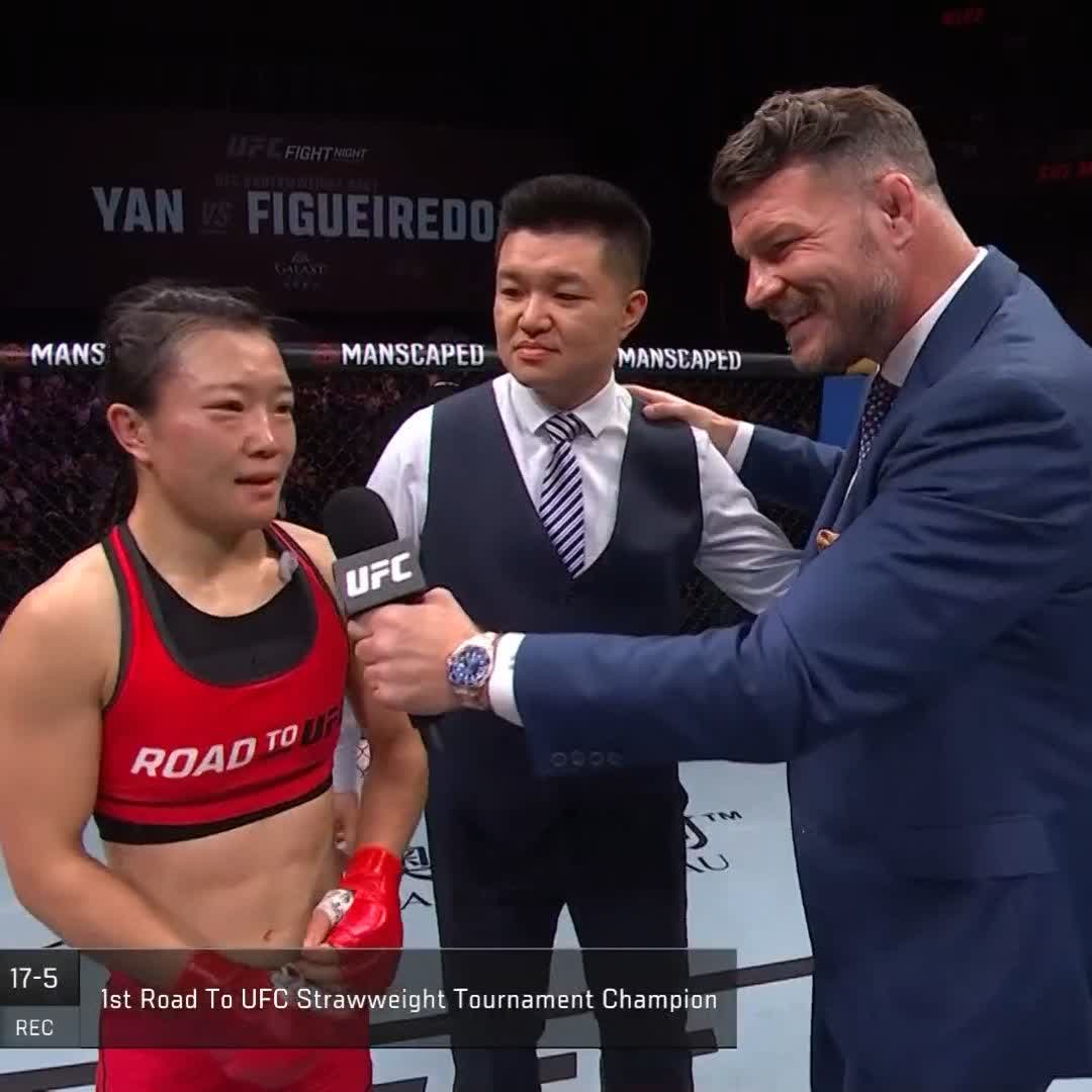 🗣️ "I worry about my opponent, I really hope she's ok!" #UFCMacau Nothing but class from Shi Ming 👏