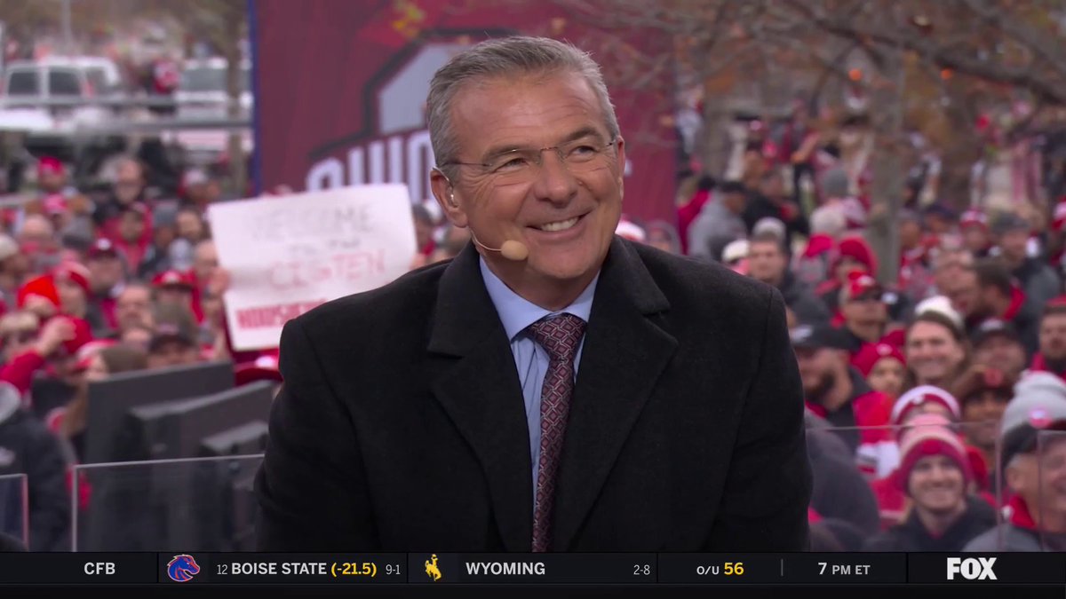 Nothing like Urban Meyer leading the 'OH-IO' back in Columbus in front of Ohio State Football fans 🌰❤️