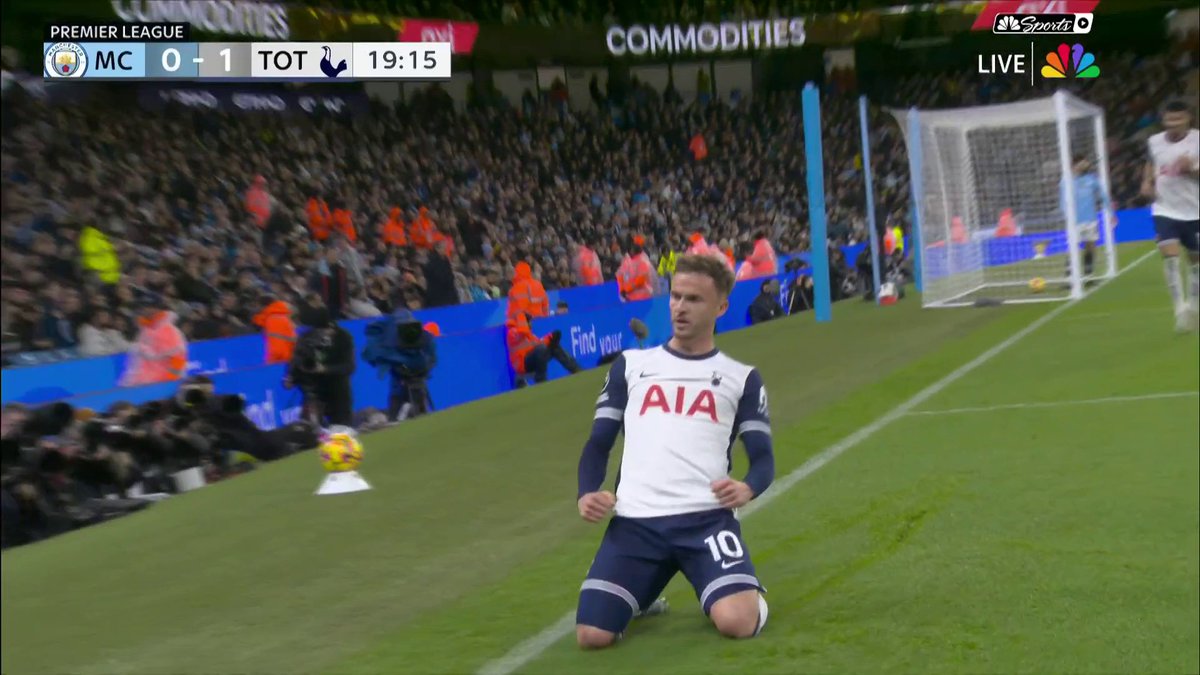 JAMES MADDISON STRIKES AGAIN. 2-0 TO TOTTENHAM. 📺 NBC and Peacock | #MCITOT