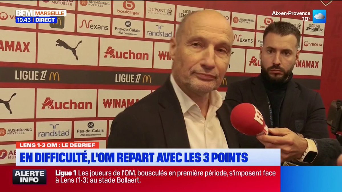 ⚽💬 "Ça se répète un peu trop" La colère de Pierre Dréossi, directeur général du RC Lens, après la défaite face à l'OM et le refus d'un but pendant le match