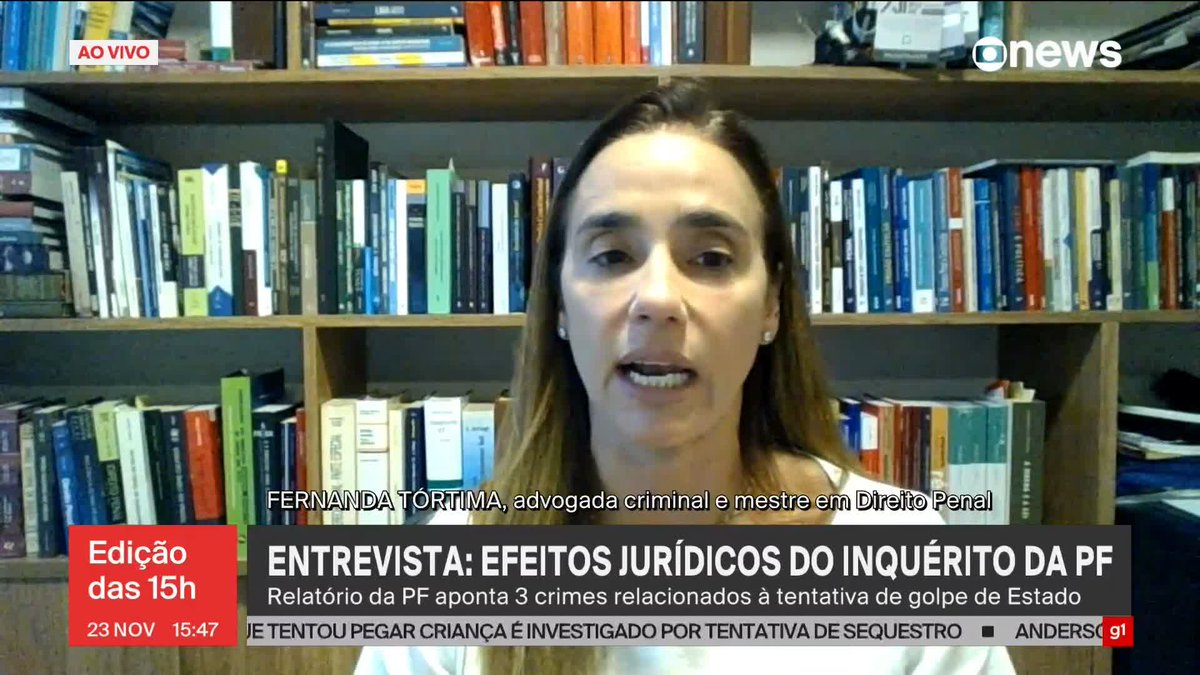 Fernanda Tórtima, mestre em Direito Penal, comenta o inquérito do golpe: “A participação em determinado crime pode acontecer de duas maneiras: por ação ou por omissão. A ação pode ser por instigação (...) ou pode ser por cumplicidade (...). Determinadas pessoas, a lei penal estabelece, que devem agir em determinados momentos para evitar um dano a determinado bem jurídico”. ➡ Assista ao #Edição15: #GloboNews