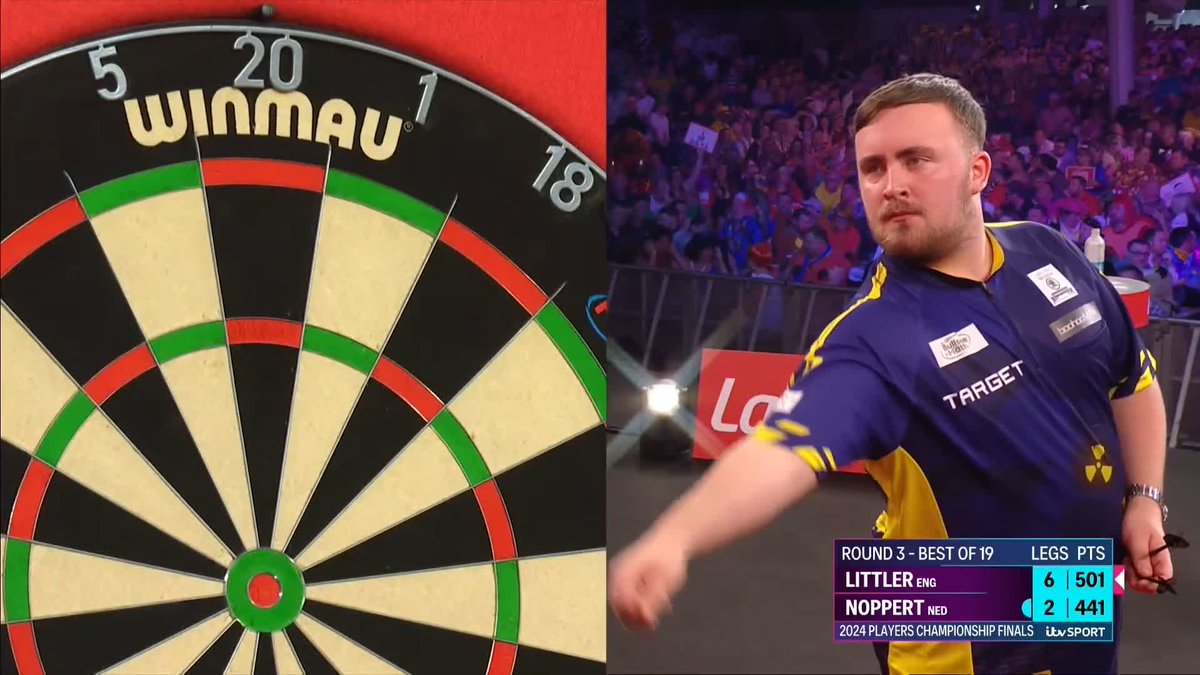 SEVEN PERFECT DARTS! Luke Littler continues to threaten the nine-darter! This time he goes seven darts into the perfect leg, as he increases his lead to 7-2! 📺 #PCF2024 | L16