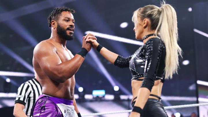 .karmen petrovic 🗡 &amp; Tehuti Miles team up to take on Brinley Reece &amp; Dion Lennox in a Mixed Tag Team Match. #WWENXT