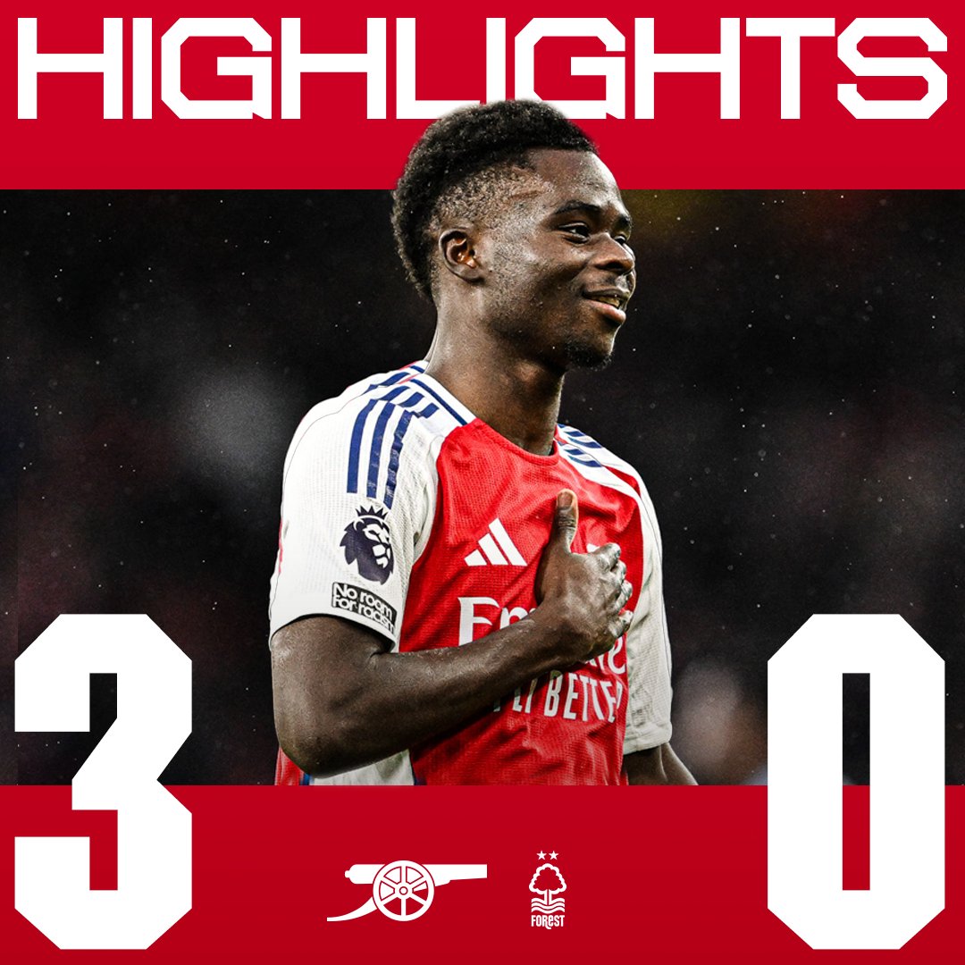⚽️ Bukayo Saka 15' ⚽️ Thomas Partey 52' ⚽️ Ethan Nwaneri 86' Watch the goals from Arsenal victory over Nottingham Forest 📽️