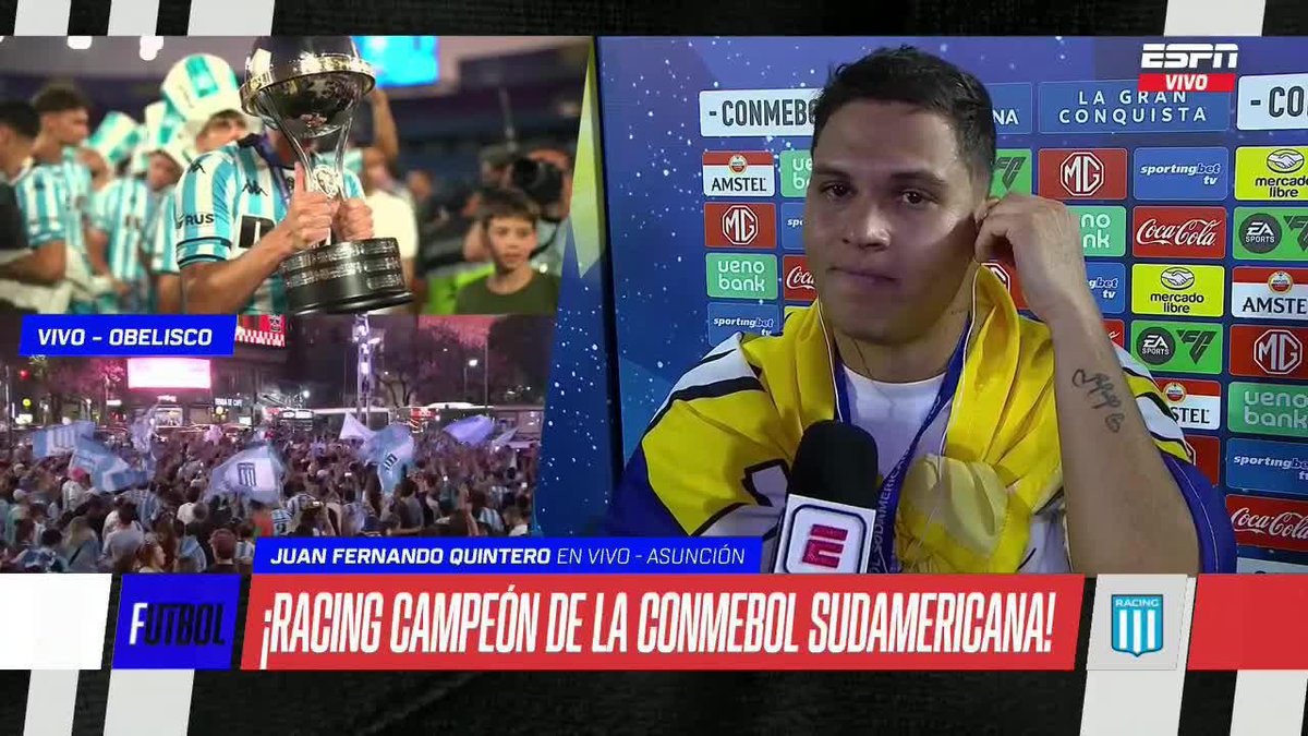 "DESPUÉS DE LO QUE VIVÍ CON RIVER Y CON RACING, ARGENTINA ES UN PAÍS QUE ME HA ACOGIDO COMO UN HIJO MÁS" 🇨🇴 Juanfer Quintero 📺 La final de la CONMEBOL #Sudamericana, por #DisneyPlus