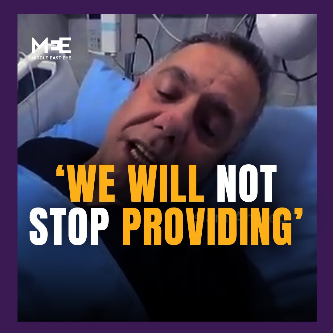 "We will continue to provide care, no matter what the cost." Video has emerged of Dr. Hussam Abu Safiya, the director of northern Gaza's Kamal Adwan hospital, speaking on-camera as he lies in a hospital bed after sustaining an injury from an Israeli drone strike.