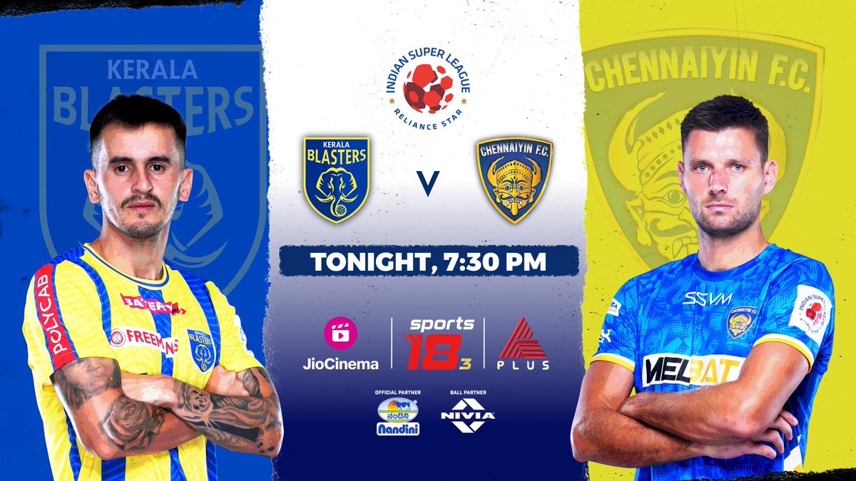 Southern rivalry at its finest! ⚔🔥 Watch these mega teams clash in #KBFCCFC LIVE on Sun 24th Nov, 7:30 PM on Jio Cinema and @Sports18-3 👈 #ISLonJioCinema #LetsFootball