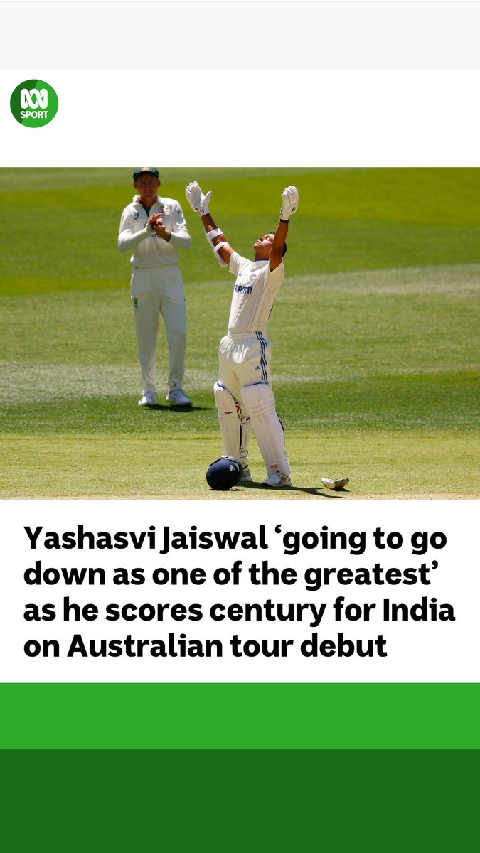 "He's going to go down as one of the greatest." ๐ ๐ฏ๐ฎ๐ณ Harsha Bhogle calls the moment 22-year-old Indian prodigy Yashasvi Jaiswal scored his first century in Australia, with analysis from Darren Lehmann and Corbin Middlemas. ๐ป๐ฑ Listen live: #AUSvIND