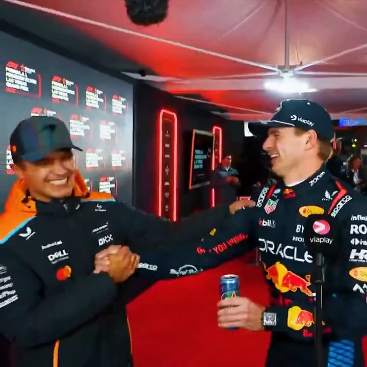 Great moment between Lando and Max 🥹 #F1 #LasVegasGP 🎥 Viaplay