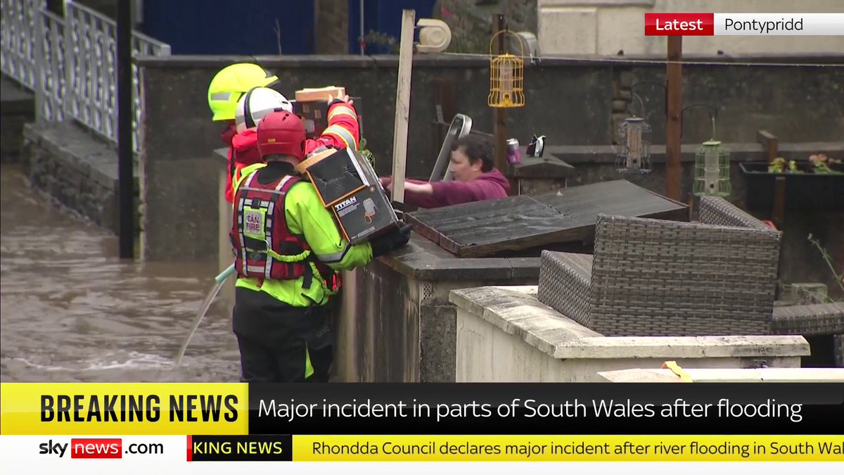BREAKING: Footage shows major incident in parts of South Wales after flooding Storm Bert latest: 📺 Sky 501, Virgin 602, Freeview 233 and YouTube