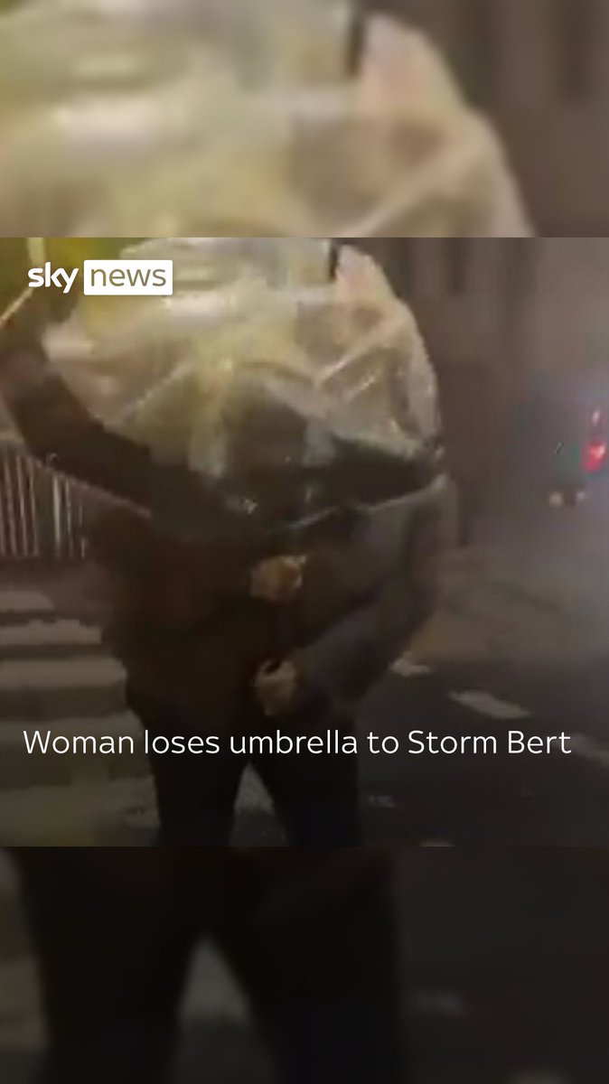A woman in East London lost her umbrella in Storm Bert's strong gusts as the Met Office issued a new yellow weather warning for wind Storm Bert latest: