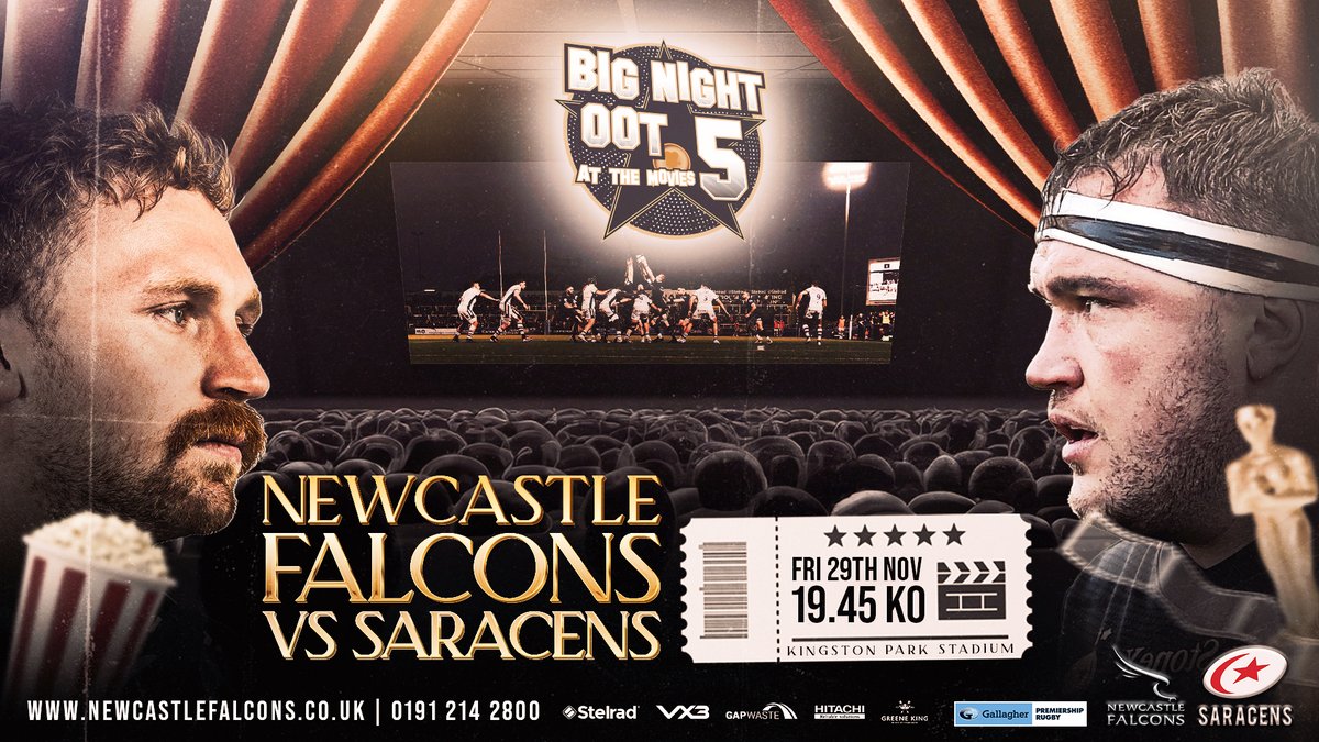 The ultimate rugby blockbuster 🏉 is coming to Kingston Park! #BigNightOot5 🎬 premieres this Friday November 29 at 7.45pm. Big hits, standout stars and a night worthy of the big screen. Don't miss out and secure your place today! 🎟️: 🥂: Tyneside Cinema | #TrueNorth