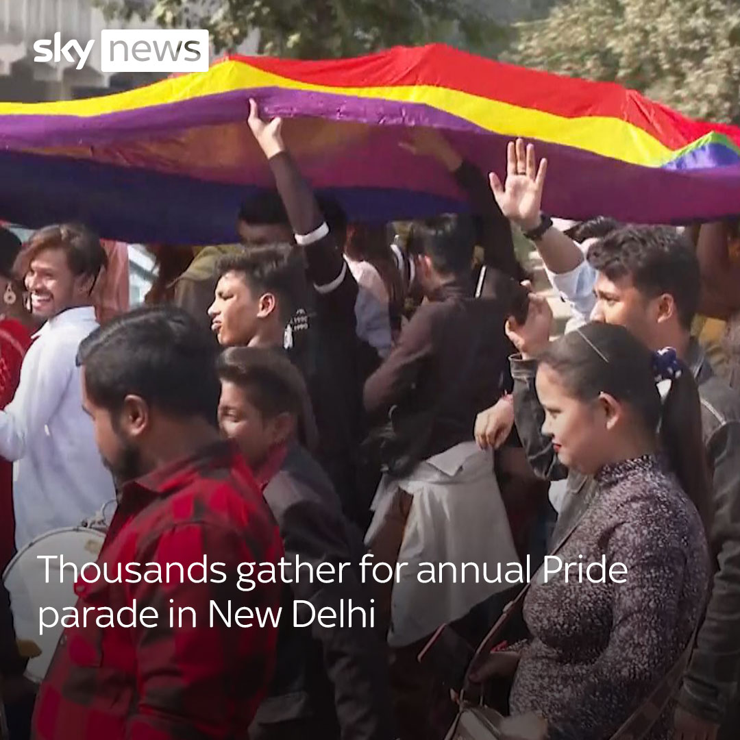 Thousands of people have gathered for New Delhi's annual gay pride march. LGBTQ+ campaigners have also raised concerns over India's restrictive laws on sexual diversity, after its top court failed to legalise same-sex marriage in 2023. Latest world news: