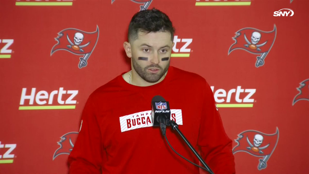 Baker Mayfield was asked if he was Italian by a reporter when asked about the Tommy DeVito celebration: “Are you Italian by chance?” 😂😂😂