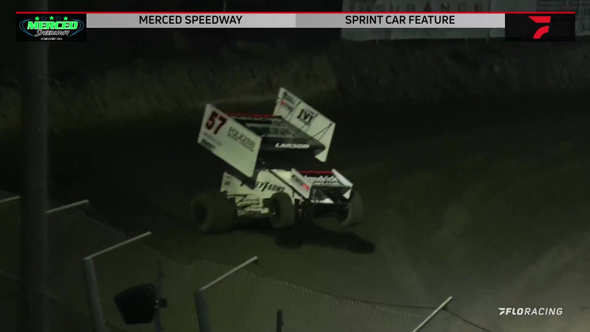 🤠 Scary moment for leader Kyle Larson during the 360 Feature at TheMercedSpeedway!