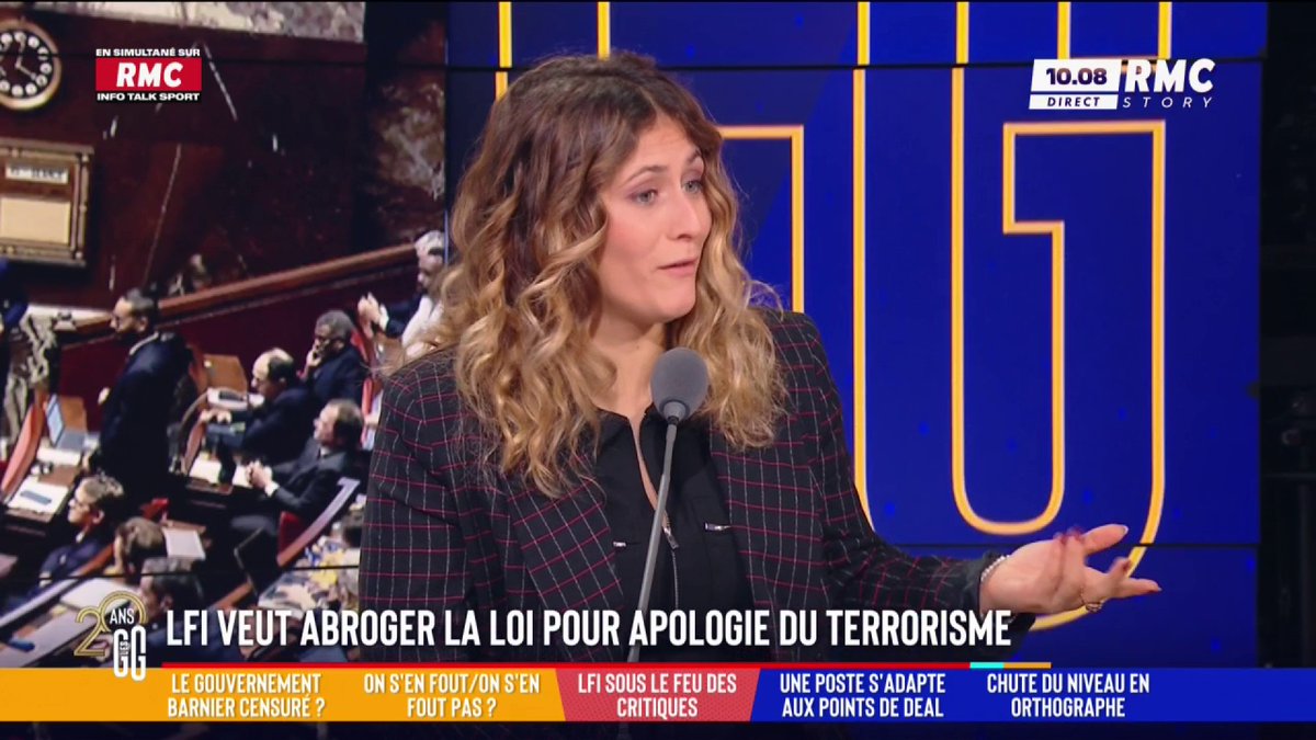 ⚖️ LFI veut supprimer le délit d’apologie du terrorisme du code pénal : choquant ? 🗣️ Flora Ghebali : "LFI déporte l'attention médiatique sur l'apologie du terrorisme... Comme ça, ils sont sûrs que tout le monde les déteste et ils divisent la gauche !" #GGRMC