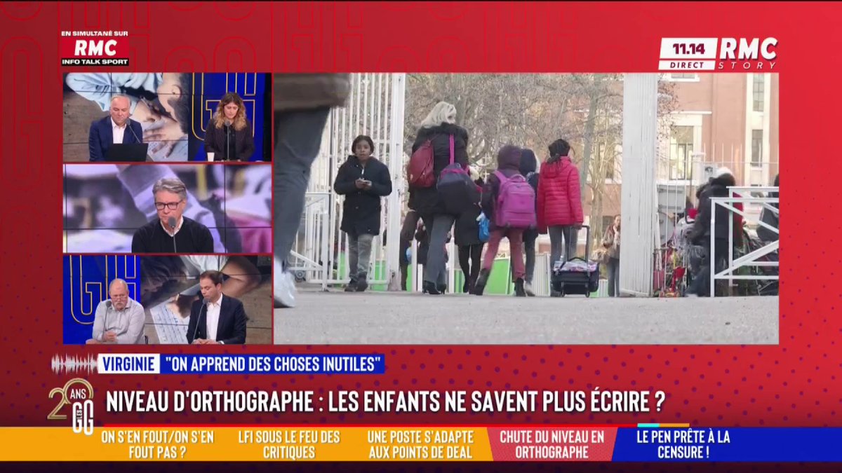 👩‍🏫 Chute du niveau d'orthographe en primaire 📞 Virginie au 3216 : "On tire tout le niveau vers le bas... Il ne faut pas dévaloriser les moins bons alors les bons, on ne les tire pas vers le haut ! On s'adapte uniquement aux moins bons !" #GGRMC