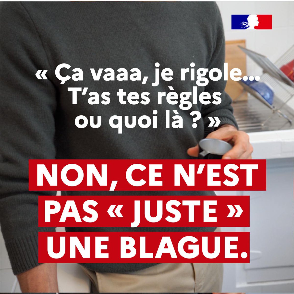 #ToutesetTousEgaux I « T’as tes règles ou quoi ? » Non, ce n’est pas « juste » une blague. 👉 C’est un outrage sexiste et sexuel et c’est une infraction. Les violences faites aux femmes commencent par là.