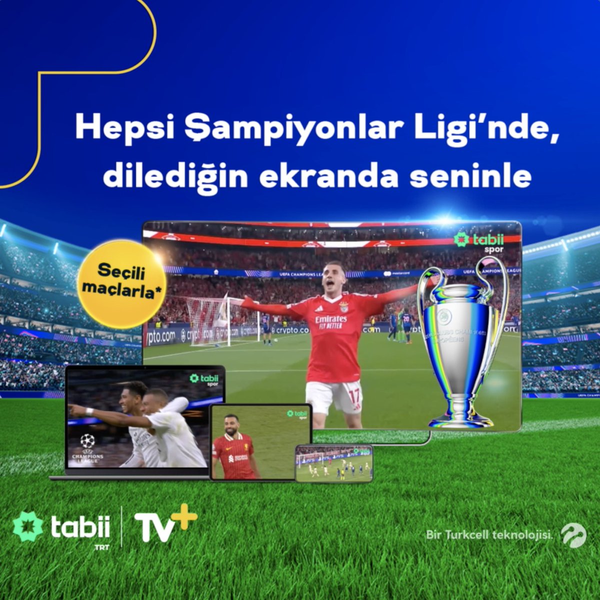 Şampiyonlar Ligi heyecanı TV+'ta devam ediyor! ⚽ 🏆 Devlerin sahne aldığı Şampiyonlar Ligi, seçili maçlarla tabii spor kanalıyla TV+’ta! Karşılaşmaları dilediğin ekranda izleme fırsatı da yanında. 📺 tabii spor, 75 numaralı kanalda!