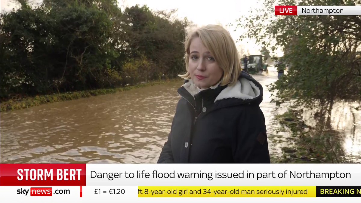 "I was able to drive down this road at about 9am this morning. About an hour later, it was completely impossible." Sky's Alice Porter has this update from Northampton. Storm Bert latest: 📺 Sky 501, Virgin 602, Freeview 233 and YouTube