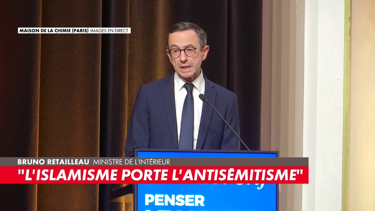 🇫🇷🔯 FLASH | "Nos compatriotes juifs représentent moins de 1 % de la population française, mais ils sont l’objet de 50 % des agressions racistes et antireligieuses", a déclaré Bruno Retailleau.